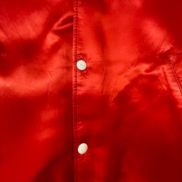 Vintage ESPN Pyramid Red Satin Bomber Jacket Size Medium (Unisex) - Picture 4 of 16